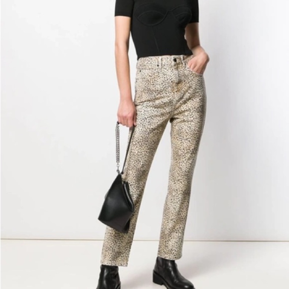 Cult Rise Micro Cheetah-print Straight-leg Jeans